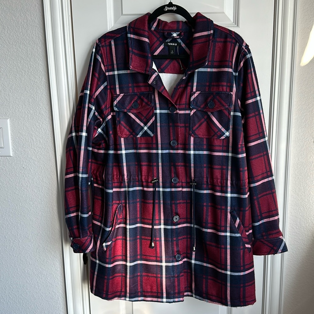Plus size never worn plaid jacket, torrid brand